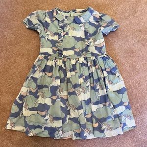 Mini Boden Nostalgic Collar printed unicorn dress, size 3-4